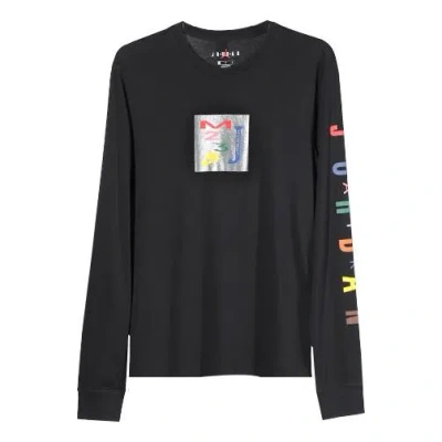 Air Jordan Men's  23 Color Label Pattern Long Sleeves Black T-shirt
