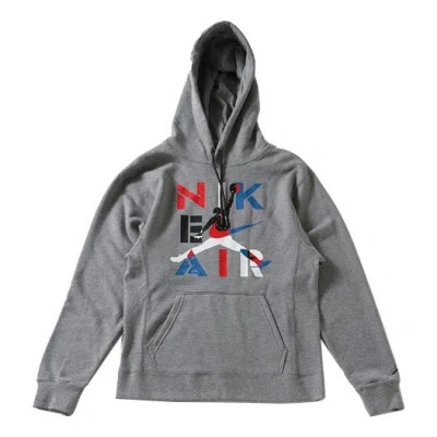 Air Jordan Men's  4 J Lgc Po Hoody Chest Printing Drawstring Gray