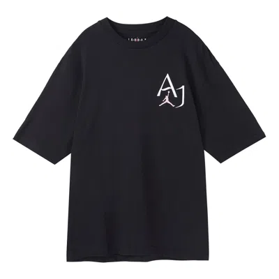 Air Jordan Men's  Alphabet Character Printing Casual Short Sleeve Black T-shirt