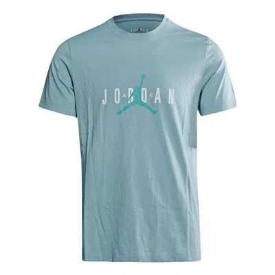 Air Jordan Men's  Alphabet Flying Man Logo Printing Round Neck Casual Short Sleeve Blue T-shirt