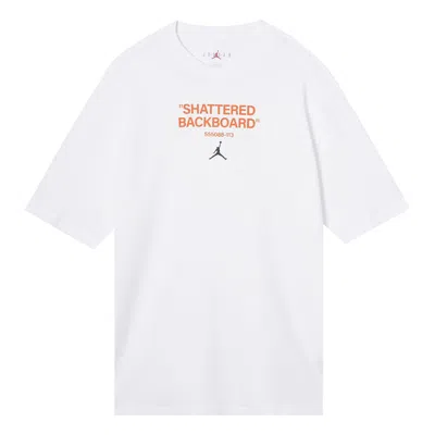Air Jordan Men's  Alphabet Pattern Round Neck Short Sleeve White T-shirt