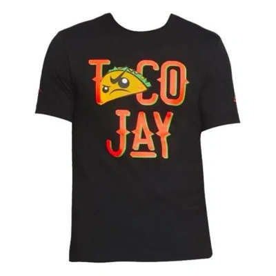 Air Jordan Men's  Alphabet Printing Round Neck Short Sleeve Black T-shirt