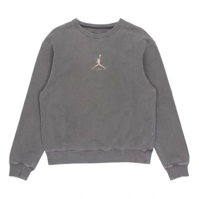 Air Jordan Men's  As J Flt Hrtg Flc Crew Embroidered Logo Sports Knit Pullover Round Neck Autumn Dark In Gray