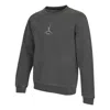 Air Jordan Men's  As J Flt Hrtg Flc Crew Embroidered Logo Sports Solid Color Knit Pullover Round Neck In Brown