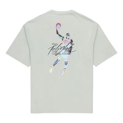 Air Jordan Men's  Back Character Alphabet Printing Casual Round Neck Short Sleeve Water Blue T-shirt