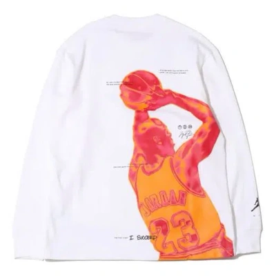 Air Jordan Men's  Casual Sports Breathable Long Sleeves White T-shirt