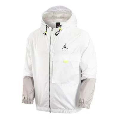 Air Jordan Men's  Colorblock Zipper Hooded Jacket Autumn White