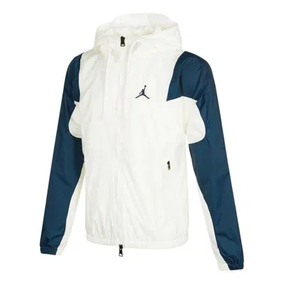 Air Jordan Men's  Contrasting Colors Casual Sports Hooded Jacket Autumn White