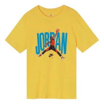 Air Jordan Men's  Design Short Sleeve Yellow T-shirt