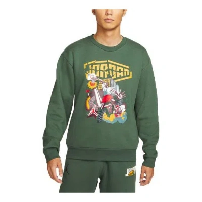 Air Jordan Men's  Dna Funny Printing Athleisure Casual Sports Fleece Pullover Green