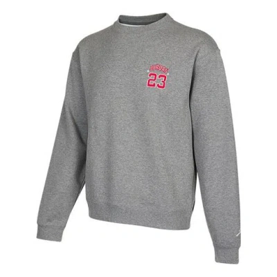 Air Jordan Men's  Embroidered Logo Sports Pullover Round Neck Gray