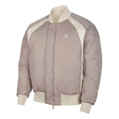 Air Jordan Men's  Essentials Ma-1 Reversible Aviator Woven Logo Padded Clothes Lime Grey Jacket In Brown