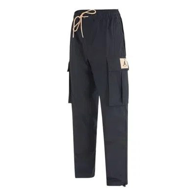 Air Jordan Men's  Flight Heritage Big Pocket Cargo Woven Drawstring Casual Joggers/pants/trousers Aut In Black
