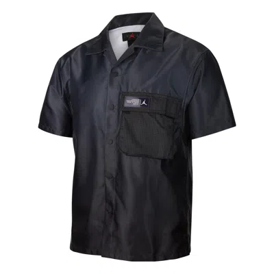 Air Jordan Men's  Gradient Big Pocket Breathable Casual Short Sleeve Shirt Black
