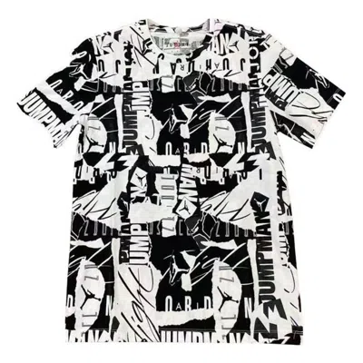 Air Jordan Men's  Graffiti Full Print Pullover Round Neck Short Sleeve Black White T-shirt In Multi