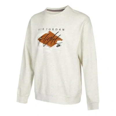 Air Jordan Men's  Logo Alphabet Embroidered Sports Round Neck Pullover White