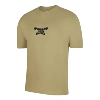 Air Jordan Men's  Logo Alphabet Printing Round Neck Cotton Short Sleeve Green T-shirt