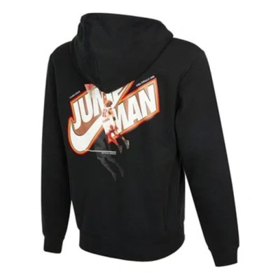 Air Jordan Men's  Logo Casual Fleece Lined Hooded Thicken Sports Long Sleeves Black Jacket