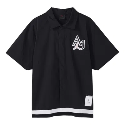 Air Jordan Men's  Logo Embroidered Casual Short Sleeve Shirt Black