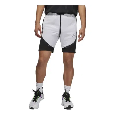Air Jordan Men's  Logo Micro Mark Lacing Colorblock Casual Gray Shorts In White