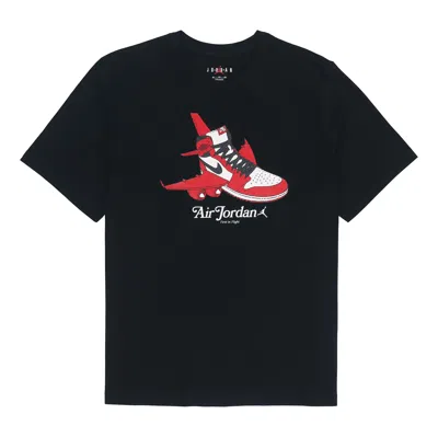 Air Jordan Men's  Logo Pattern Printing Basketball Training Sports Short Sleeve Black T-shirt