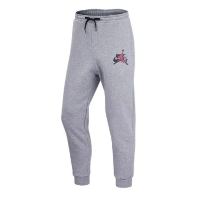 Air Jordan Men's  Logo Printing Fleece Stay Warm Lacing Sports Pants/trousers/joggers Gray