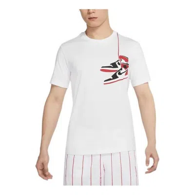 Air Jordan Men's  Logo Printing Pattern Pullover Round Neck Short Sleeve White T-shirt