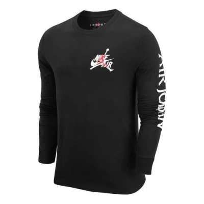 Air Jordan Men's  Logo Printing Round Neck Long Sleeves Black T-shirt
