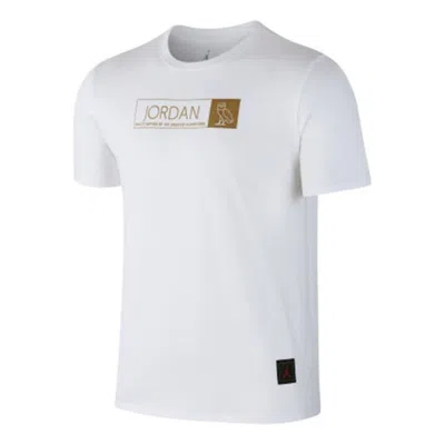 Air Jordan Men's  Logo Round Neck Pullover Short Sleeve White T-shirt