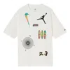 Air Jordan Men's  Multi-color Alphabet Numeric Logo Printing Casual Short Sleeve White T-shirt