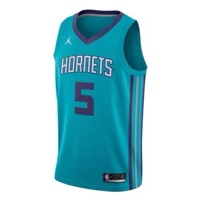 Air Jordan Men's  Nba Retro Basketball Jersey/vest Sw Fan Edition Charlotte Hornets No. 5 Blue Green