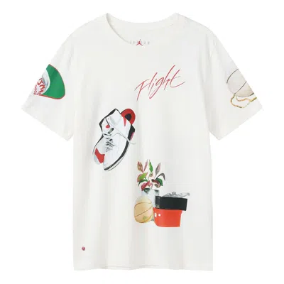 Air Jordan Men's  Pattern Printing Round Neck Pullover Short Sleeve White T-shirt