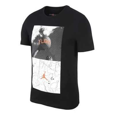 Air Jordan Men's  Photo Printing Short Sleeve Black T-shirt