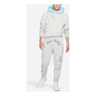 Air Jordan Men's  Printing Logo Fleece Drawstring Lacing Sports Pants/trousers/joggers Gray