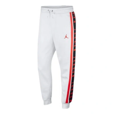 AIR JORDAN MEN'S AIR JORDAN PRINTING PATTERN LOOSE FLEECE LINED SPORTS PANTS/TROUSERS/JOGGERS WHITE