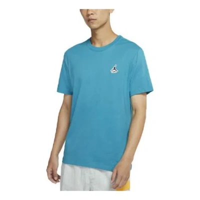 Air Jordan Men's  Printing Short Sleeve Casual Embroidered Short Sleeve Blue T-shirt