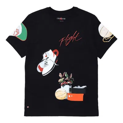 Air Jordan Men's  Shoes Pattern Printing Round Neck Pullover Short Sleeve Black T-shirt