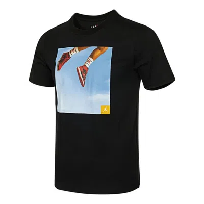 Air Jordan Men's  Shoes Photo Printing Sports Short Sleeve Black T-shirt