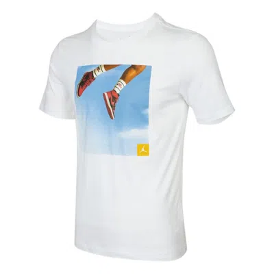 Air Jordan Men's  Shoes Photo Printing Sports Short Sleeve White T-shirt