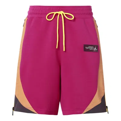 Air Jordan Men's  Side Zipper Logo Label Lacing Straight Shorts Pink