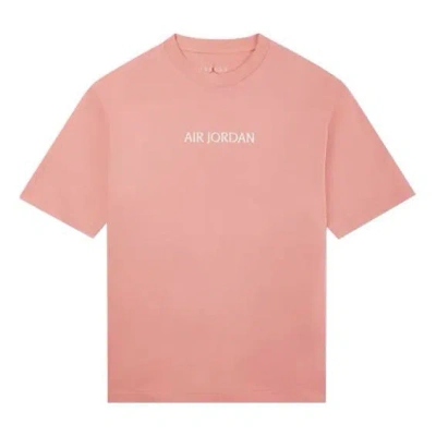 Air Jordan Men's  Solid Color Alphabet Logo Printing Round Neck Short Sleeve Pink T-shirt
