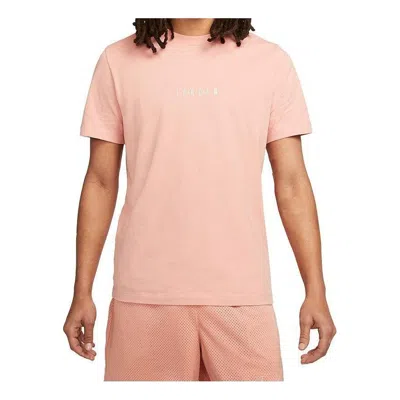 Air Jordan Men's  Solid Color Alphabet Printing Round Neck Short Sleeve Pink T-shirt