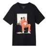 Air Jordan Men's  Solid Color Character Pattern Printing Round Neck Short Sleeve Black T-shirt