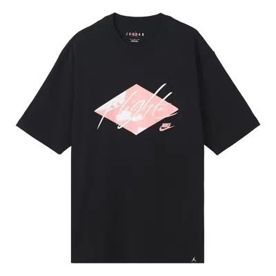 Air Jordan Men's  Solid Color Cotton Alphabet Printing Short Sleeve Black T-shirt