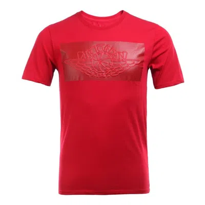 Air Jordan Men's  Solid Color Logo Casual Round Neck Short Sleeve Red T-shirt