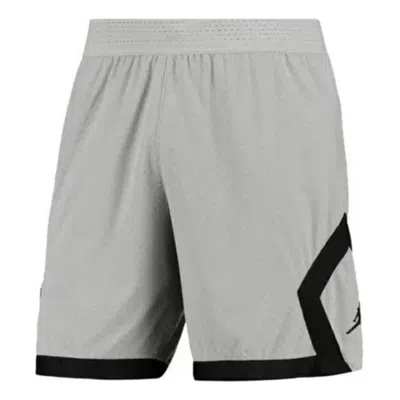 Air Jordan Men's  Solid Color Pattern Logo Drawstring Elastic Waistband Straight Shorts Gray