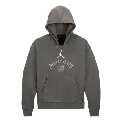 Air Jordan Men's  Solid Color Printing Hooded Long Sleeves Gray