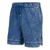 Air Jordan Men's  Solid Color Washed Drawstring Knit Shorts France Blue