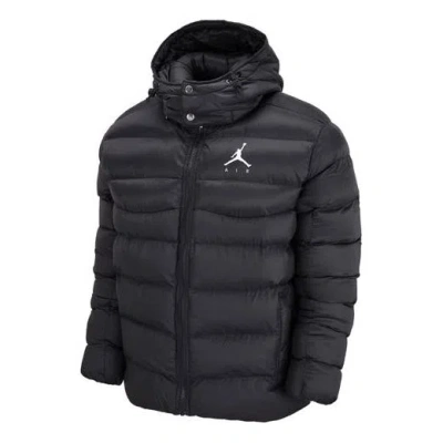 Air Jordan Men's  Solid Color Zipper Hooded Padded Clothes Black
