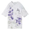 Air Jordan Men's  Splash Ink Color Block Alphabet Printing Casual Short Sleeve Blue T-shirt In White